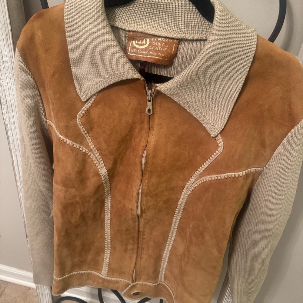 C&A Exclusiv Vintage Persian Suede Knit Jacket Made in Italy Size Large